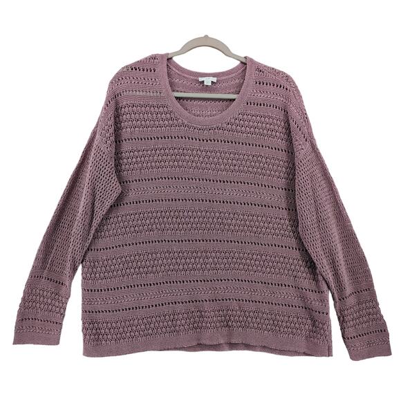 J.Jill Loose Knit Sweater Petite Medium‎ Mauve Oversized Cutout Textured Relaxed - Picture 1 of 10